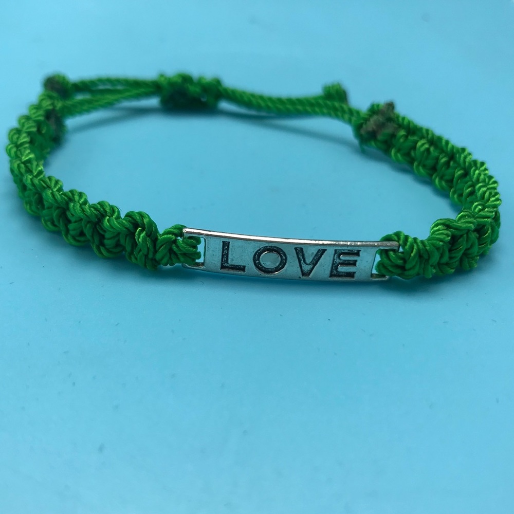 Love Hand Knotted Friendship Bracelet Green